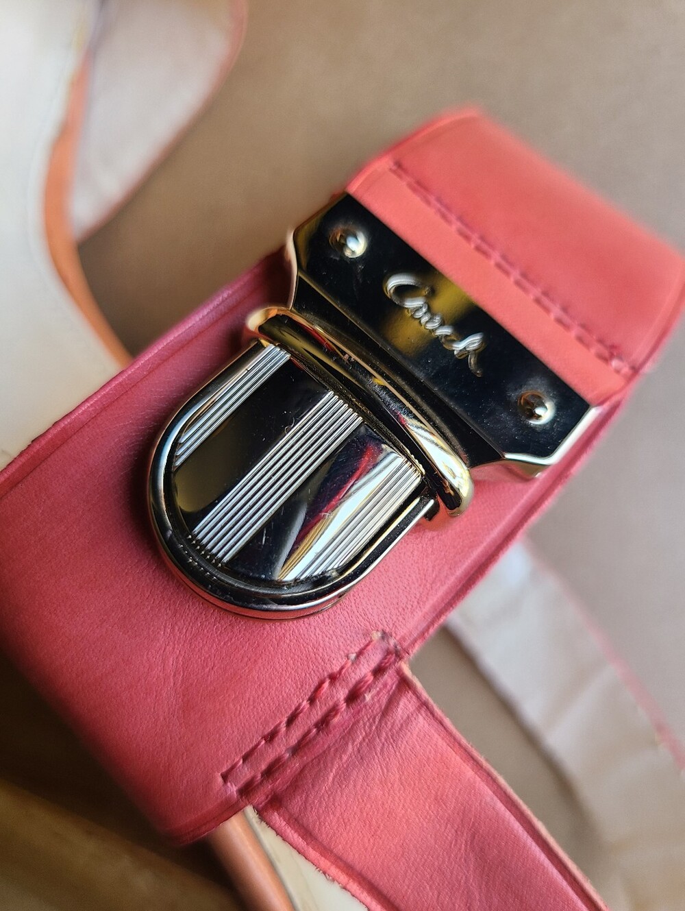 Coach Darcey Vachetta Platform Wood Heel Sandal (Pink/Coral) - Picture 16 of 16